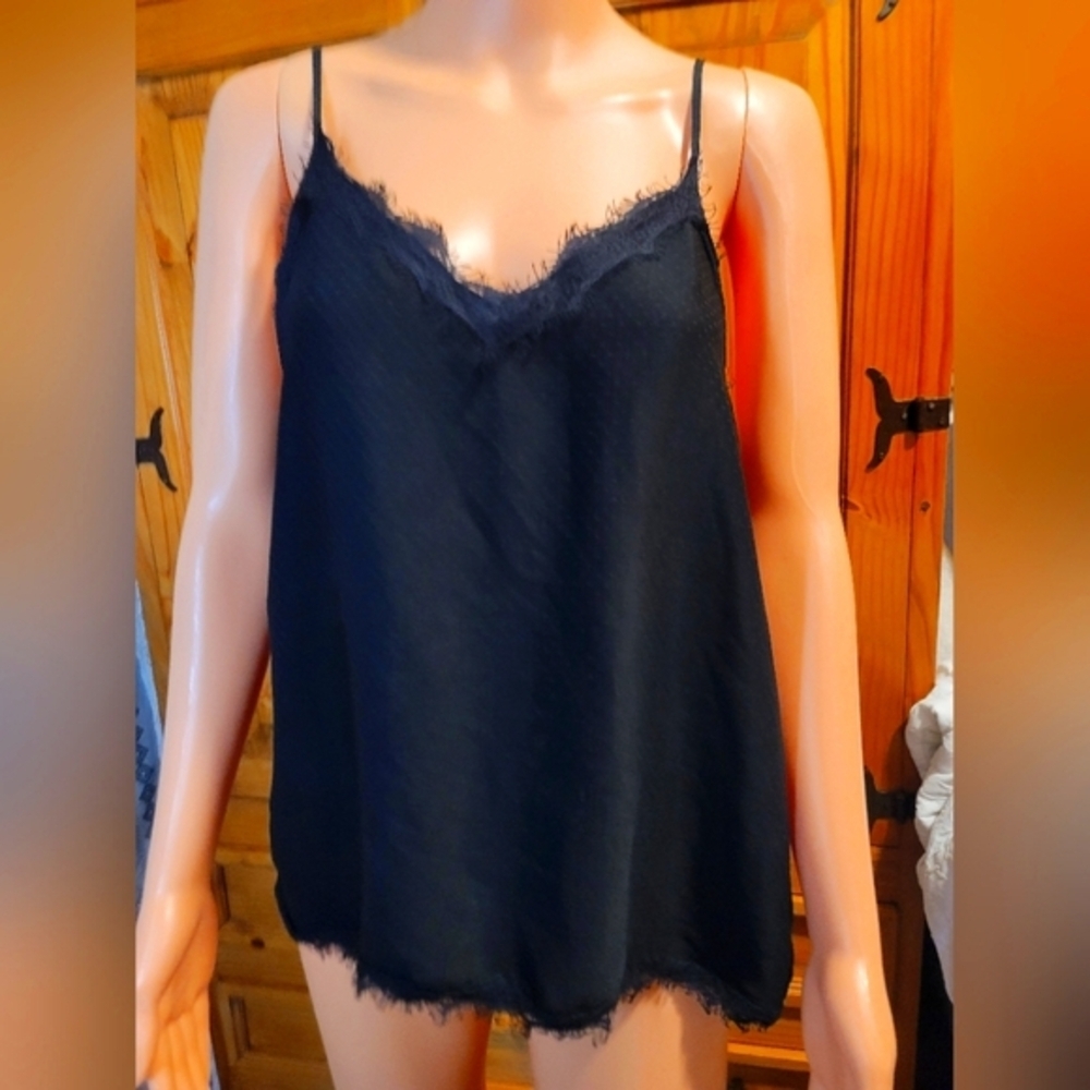 Zara Black Lace Trim Cami Top